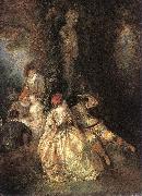 WATTEAU, Antoine Harlequin and Columbine oil painting reproduction